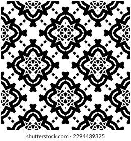 Monochrome pattern. Abstract texture for fabric print, card, table cloth, furniture, banner, cover, invitation, decoration, wrapping.seamless repeating pattern.Black and white color.