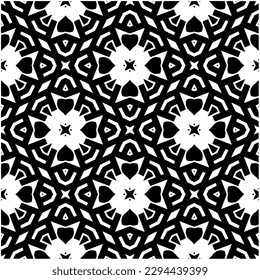Monochrome pattern. Abstract texture for fabric print, card, table cloth, furniture, banner, cover, invitation, decoration, wrapping.seamless repeating pattern.Black and white color.