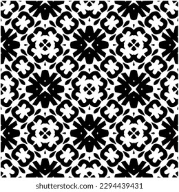 Monochrome pattern. Abstract texture for fabric print, card, table cloth, furniture, banner, cover, invitation, decoration, wrapping.seamless repeating pattern.Black and white color.