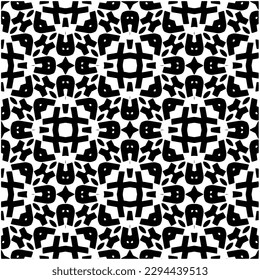 Monochrome pattern. Abstract texture for fabric print, card, table cloth, furniture, banner, cover, invitation, decoration, wrapping.seamless repeating pattern.Black and white color.