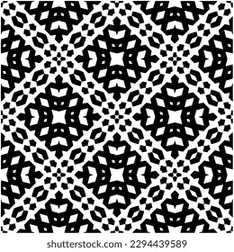 Monochrome pattern. Abstract texture for fabric print, card, table cloth, furniture, banner, cover, invitation, decoration, wrapping.seamless repeating pattern.Black and white color.