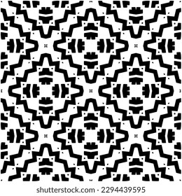 Monochrome pattern. Abstract texture for fabric print, card, table cloth, furniture, banner, cover, invitation, decoration, wrapping.seamless repeating pattern.Black and white color.