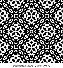 Monochrome pattern. Abstract texture for fabric print, card, table cloth, furniture, banner, cover, invitation, decoration, wrapping.seamless repeating pattern.Black and white color.