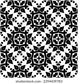 Monochrome pattern. Abstract texture for fabric print, card, table cloth, furniture, banner, cover, invitation, decoration, wrapping.seamless repeating pattern.Black and white color.