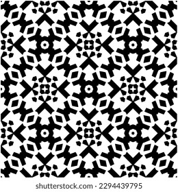Monochrome pattern. Abstract texture for fabric print, card, table cloth, furniture, banner, cover, invitation, decoration, wrapping.seamless repeating pattern.Black and white color.