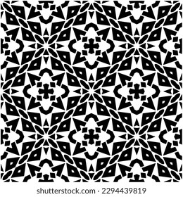 Monochrome pattern. Abstract texture for fabric print, card, table cloth, furniture, banner, cover, invitation, decoration, wrapping.seamless repeating pattern.Black and white color.