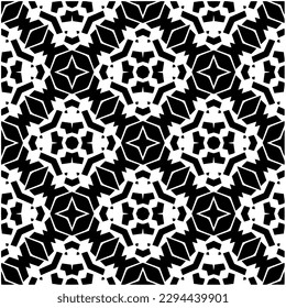 Monochrome pattern. Abstract texture for fabric print, card, table cloth, furniture, banner, cover, invitation, decoration, wrapping.seamless repeating pattern.Black and white color.