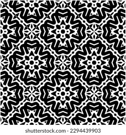 Monochrome pattern. Abstract texture for fabric print, card, table cloth, furniture, banner, cover, invitation, decoration, wrapping.seamless repeating pattern.Black and white color.