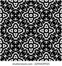 Monochrome pattern. Abstract texture for fabric print, card, table cloth, furniture, banner, cover, invitation, decoration, wrapping.seamless repeating pattern.Black and white color.