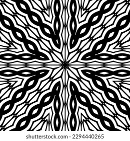 Monochrome pattern. Abstract texture for fabric print, card, table cloth, furniture, banner, cover, invitation, decoration, wrapping.seamless repeating pattern.Black and white color.