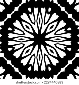 Monochrome pattern. Abstract texture for fabric print, card, table cloth, furniture, banner, cover, invitation, decoration, wrapping.seamless repeating pattern.Black and white color.
