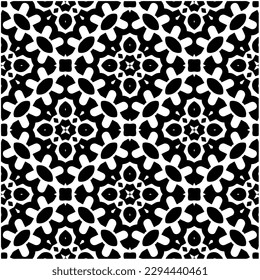 Monochrome pattern. Abstract texture for fabric print, card, table cloth, furniture, banner, cover, invitation, decoration, wrapping.seamless repeating pattern.Black and white color.