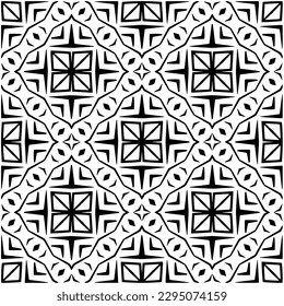 Monochrome pattern. Abstract texture for fabric print, card, table cloth, furniture, banner, cover, invitation, decoration, wrapping.seamless repeating pattern.Black and white color.