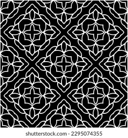 Monochrome pattern. Abstract texture for fabric print, card, table cloth, furniture, banner, cover, invitation, decoration, wrapping.seamless repeating pattern.Black and white color.