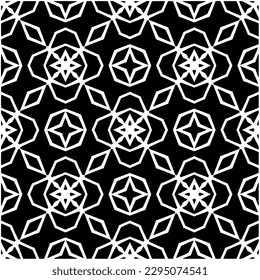 Monochrome pattern. Abstract texture for fabric print, card, table cloth, furniture, banner, cover, invitation, decoration, wrapping.seamless repeating pattern.Black and white color.