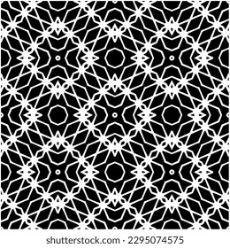 Monochrome Muster. Abstrakte Textur für Stoffdruck, Karte, Tischdecken, Möbel, Banner, Deckel, Einladung, Dekoration, Umhüllung.Nahtlose Wiederholmuster.Schwarz-Weiß-Farbe.
