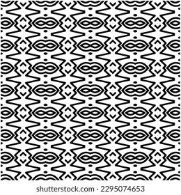 Monochrome pattern. Abstract texture for fabric print, card, table cloth, furniture, banner, cover, invitation, decoration, wrapping.seamless repeating pattern.Black and white color.