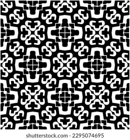 Monochrome pattern. Abstract texture for fabric print, card, table cloth, furniture, banner, cover, invitation, decoration, wrapping.seamless repeating pattern.Black and white color.