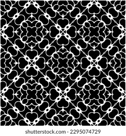 Monochrome pattern. Abstract texture for fabric print, card, table cloth, furniture, banner, cover, invitation, decoration, wrapping.seamless repeating pattern.Black and white color.