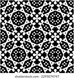 Monochrome pattern. Abstract texture for fabric print, card, table cloth, furniture, banner, cover, invitation, decoration, wrapping.seamless repeating pattern.Black and white color.