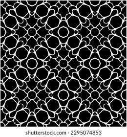 Monochrome pattern. Abstract texture for fabric print, card, table cloth, furniture, banner, cover, invitation, decoration, wrapping.seamless repeating pattern.Black and white color.