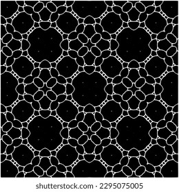 Monochrome pattern. Abstract texture for fabric print, card, table cloth, furniture, banner, cover, invitation, decoration, wrapping.seamless repeating pattern.Black and white color.