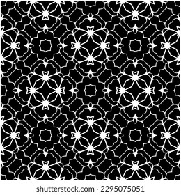 Monochrome pattern. Abstract texture for fabric print, card, table cloth, furniture, banner, cover, invitation, decoration, wrapping.seamless repeating pattern.Black and white color.
