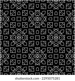 Monochrome pattern. Abstract texture for fabric print, card, table cloth, furniture, banner, cover, invitation, decoration, wrapping.seamless repeating pattern.Black and white color.