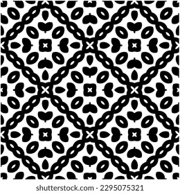 Monochrome pattern. Abstract texture for fabric print, card, table cloth, furniture, banner, cover, invitation, decoration, wrapping.seamless repeating pattern.Black and white color.