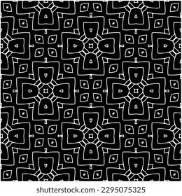 Monochrome pattern. Abstract texture for fabric print, card, table cloth, furniture, banner, cover, invitation, decoration, wrapping.seamless repeating pattern.Black and white color.