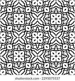 Monochrome pattern. Abstract texture for fabric print, card, table cloth, furniture, banner, cover, invitation, decoration, wrapping.seamless repeating pattern.Black and white color.