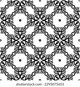 Monochrome pattern. Abstract texture for fabric print, card, table cloth, furniture, banner, cover, invitation, decoration, wrapping.seamless repeating pattern.Black and white color.