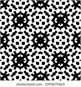 Monochrome pattern. Abstract texture for fabric print, card, table cloth, furniture, banner, cover, invitation, decoration, wrapping.seamless repeating pattern.Black and white color.