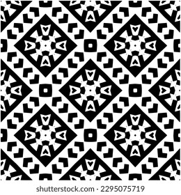Monochrome pattern. Abstract texture for fabric print, card, table cloth, furniture, banner, cover, invitation, decoration, wrapping.seamless repeating pattern.Black and white color.