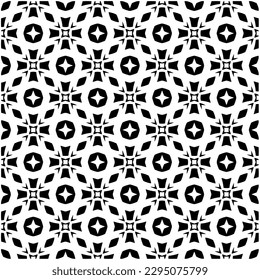 Monochrome pattern. Abstract texture for fabric print, card, table cloth, furniture, banner, cover, invitation, decoration, wrapping.seamless repeating pattern.Black and white color.