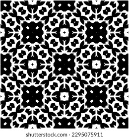 Monochrome pattern. Abstract texture for fabric print, card, table cloth, furniture, banner, cover, invitation, decoration, wrapping.seamless repeating pattern.Black and white color.