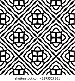 Monochrome pattern. Abstract texture for fabric print, card, table cloth, furniture, banner, cover, invitation, decoration, wrapping.seamless repeating pattern.Black and white color.