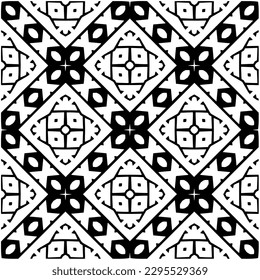 Monochrome pattern. Abstract texture for fabric print, card, table cloth, furniture, banner, cover, invitation, decoration, wrapping.seamless repeating pattern.Black and white color.