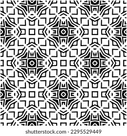 Monochrome pattern. Abstract texture for fabric print, card, table cloth, furniture, banner, cover, invitation, decoration, wrapping.seamless repeating pattern.Black and white color.