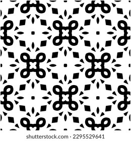 Monochrome pattern. Abstract texture for fabric print, card, table cloth, furniture, banner, cover, invitation, decoration, wrapping.seamless repeating pattern.Black and white color.