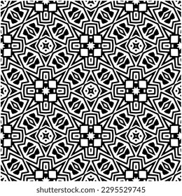 Monochrome pattern. Abstract texture for fabric print, card, table cloth, furniture, banner, cover, invitation, decoration, wrapping.seamless repeating pattern.Black and white color.