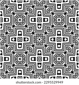 Monochrome pattern. Abstract texture for fabric print, card, table cloth, furniture, banner, cover, invitation, decoration, wrapping.seamless repeating pattern.Black and white color.