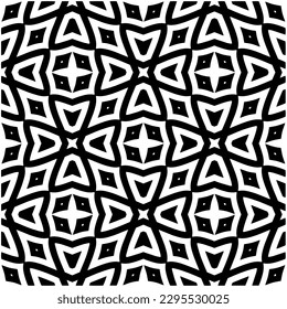 Monochrome pattern. Abstract texture for fabric print, card, table cloth, furniture, banner, cover, invitation, decoration, wrapping.seamless repeating pattern.Black and white color.