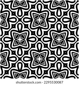 Monochrome pattern. Abstract texture for fabric print, card, table cloth, furniture, banner, cover, invitation, decoration, wrapping.seamless repeating pattern.Black and white color.