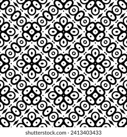Monochrome pattern, Abstract texture for fabric print, card, table cloth, furniture, banner, cover, invitation, decoration, wrapping.seamless repeating pattern.Black and white color.