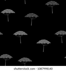 Monochrome pattern with acacia. Seamless pattern with trees. Africa.