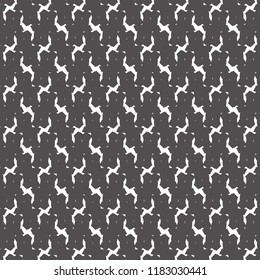Monochrome pattern alternating with dots and twisted cross signs. Textile print. Decorative background. Vector illustration.