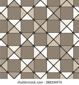 Monochrome pattern of the cell rounded square and triangle seamless vector background.