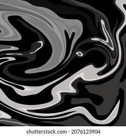 Monochrome pattern with chaotic wavy shapes as a pseudo paint effect 