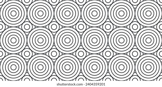 Monochrome pattern of circles and lines. Seamless black and white pattern of circles. Rings with smaller rings inside them.